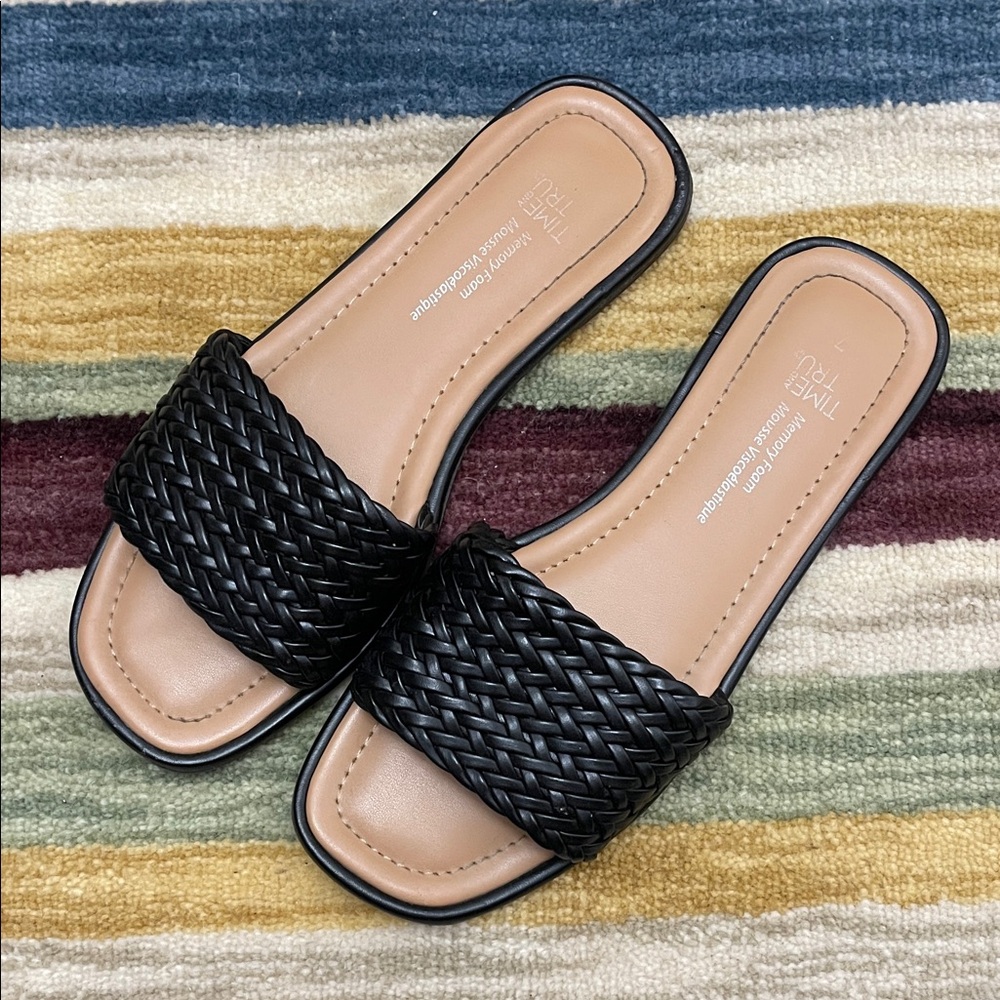 TKEES Black Woven Slide Sandals